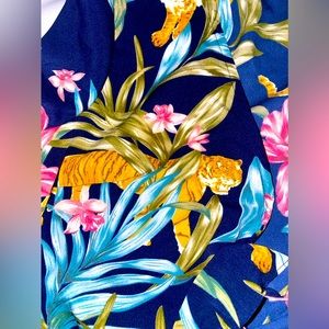 New Crop top blouse with cheetah and pink flowers